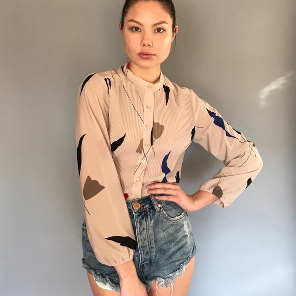 Tops - Vintage Flower Print Blouse